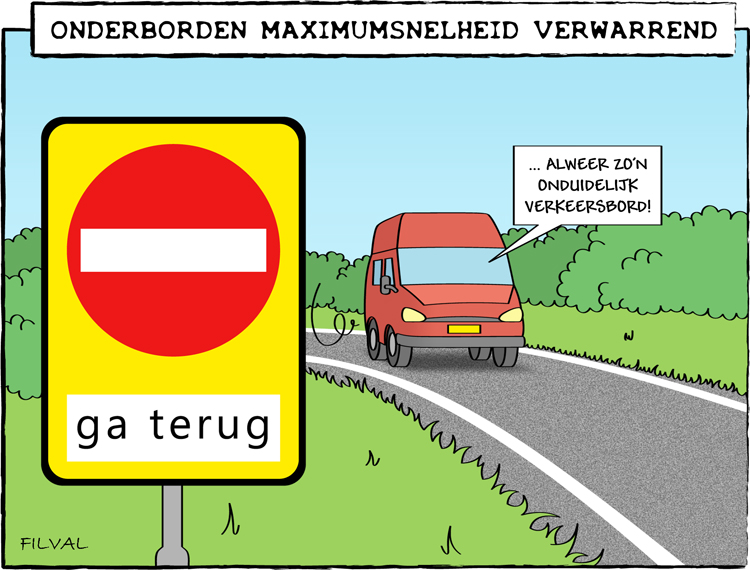 Cartoon onderborden maximumsnelheid