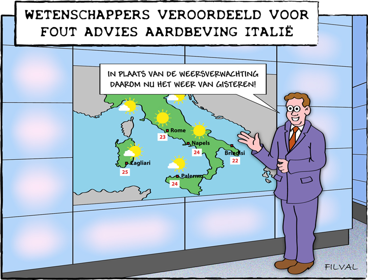 Cartoon aardbeving Italië