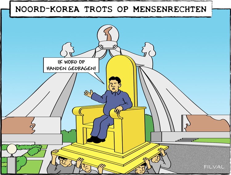 Cartoon mensenrechten Noord-Korea