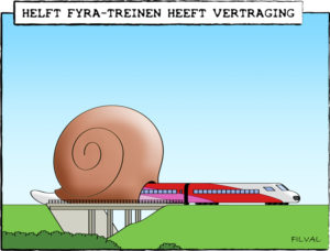 Helft Fyra-treinen heeft vertraging