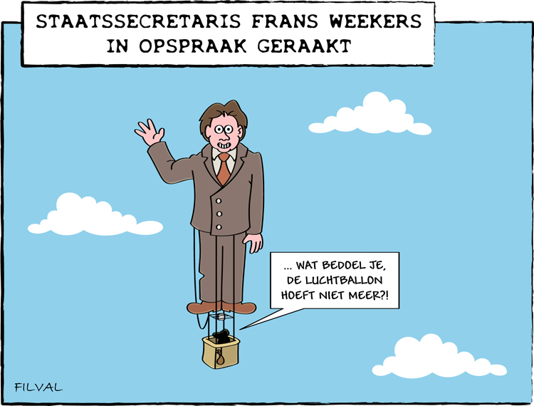 Cartoon staatssecretaris Frans Weekers