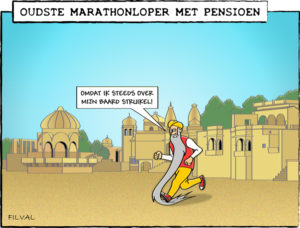 Cartoon oudste marathonloper
