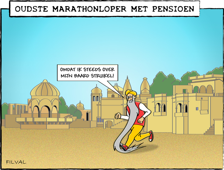 Cartoon oudste marathonloper