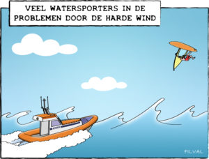 Veel watersporters in de problemen door de harde wind