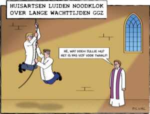 Cartoon lange wachtlijsten GGZ