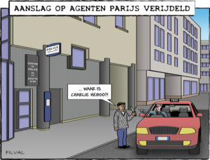 Cartoon aanslag op agenten Parijs