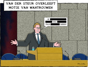 Cartoon Van der Steur overleeft motie van wantrouwen