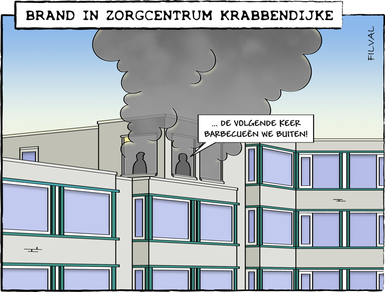 Cartoon brand in zorgcentrum Krabbendijke