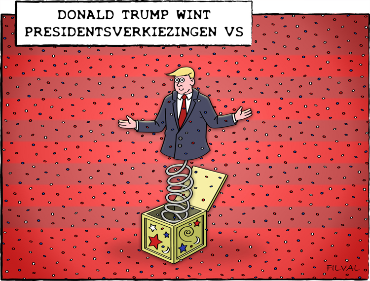Cartoon Trump wint presidentsverkiezingen VS