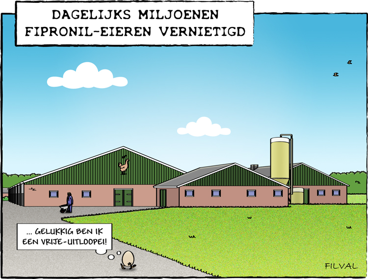 Cartoon fipronil-eieren