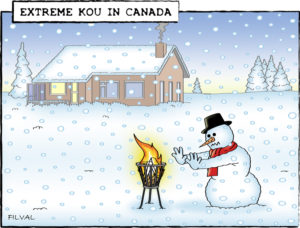 Cartoon extreme kou in Canada