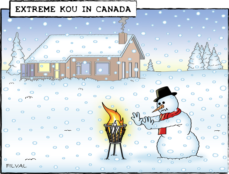 Cartoon extreme kou in Canada