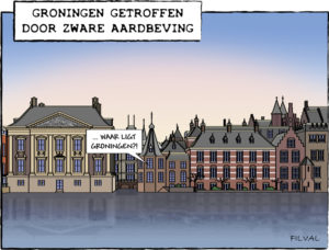 Cartoon zware aardbeving in Groningen
