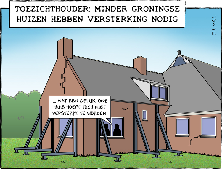 Cartoon versterking Groningse huizen