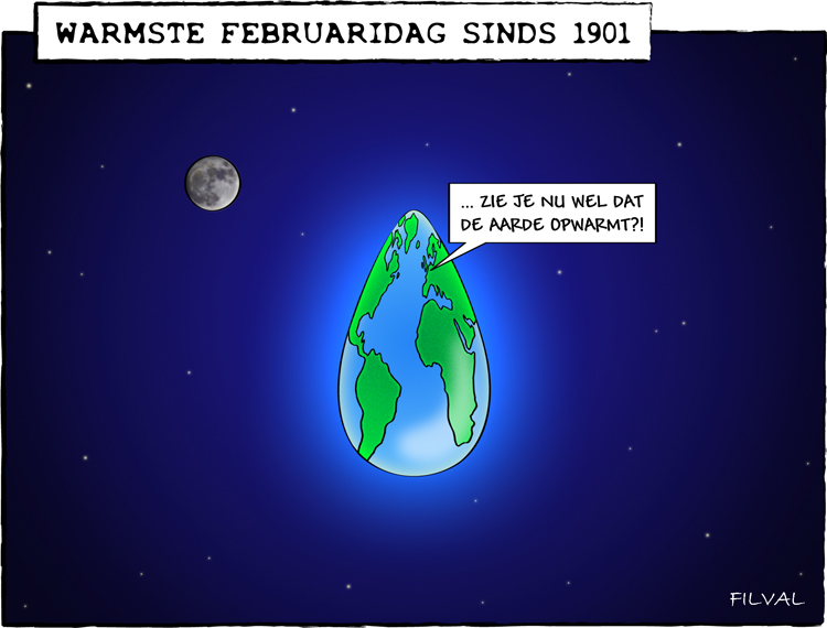 Cartoon warmste februaridag sinds 1901