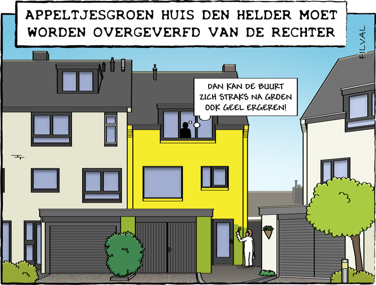 Cartoon appeltjesgroen huis Den Helder