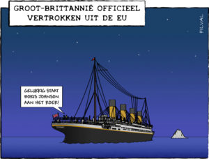 Cartoon vertrek Groot-Brittannië uit de EU