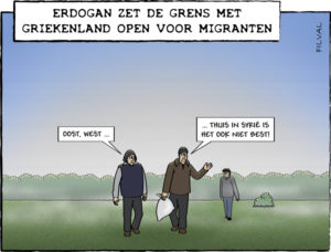 Cartoon openen grens met Griekenland voor migranten