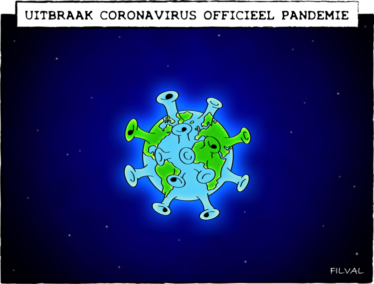Cartoon uitbraak coronavirus