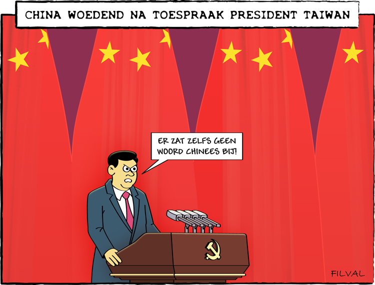 Cartoon toespraak president Taiwan